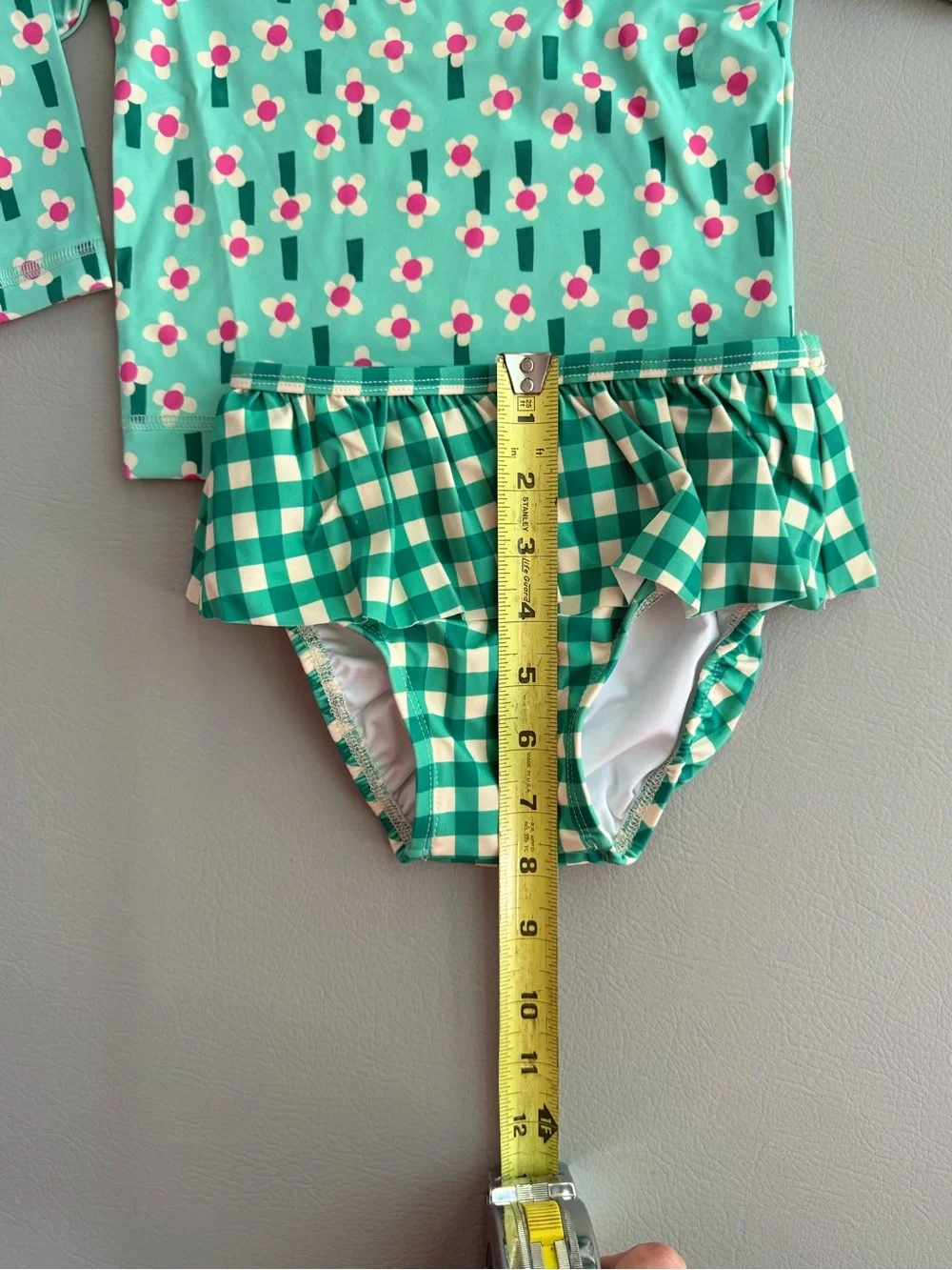Hanna Andersson Rashguard & Skirted Bikini Bottoms Set Flowers on Green 2T - New